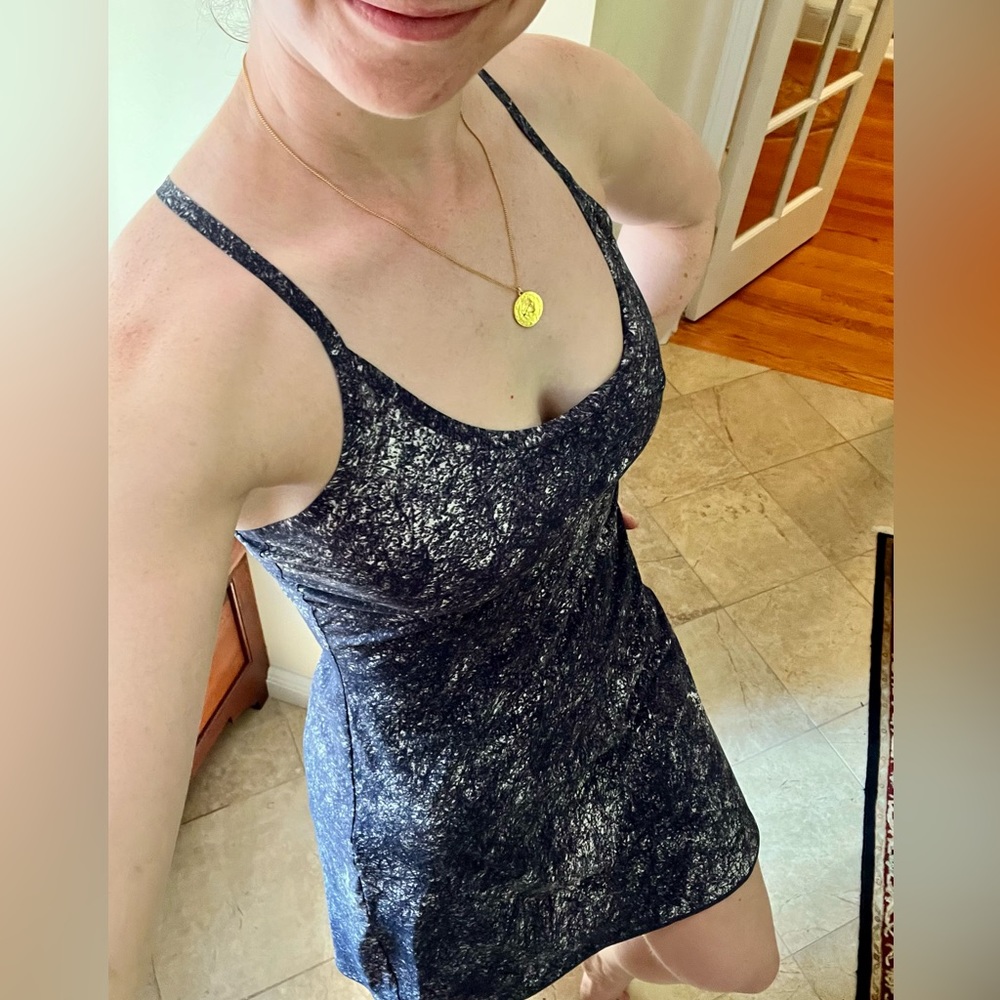 Outdoor Voices Exercise Dress - RARE Leotard Navy White Speckled Pattern SMALL